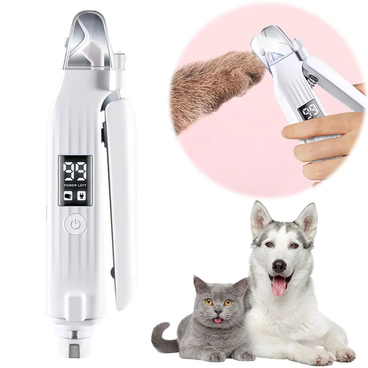 2-in-1 Electric Pet Nail Trimmer & Grinder – Quiet, Low Vibration Grooming with LED Light