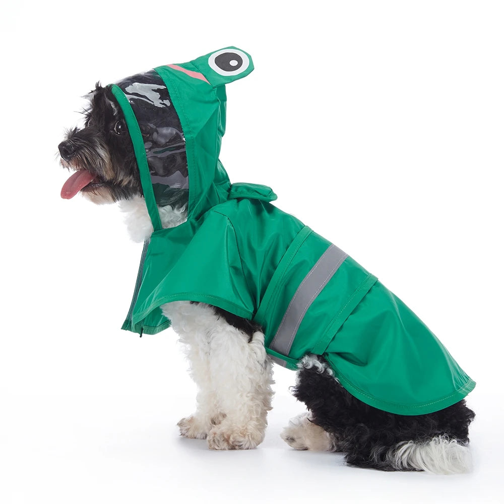 Fashionable Reflective Pet Dog Raincoat – Waterproof Hooded Jacket for Large Dogs