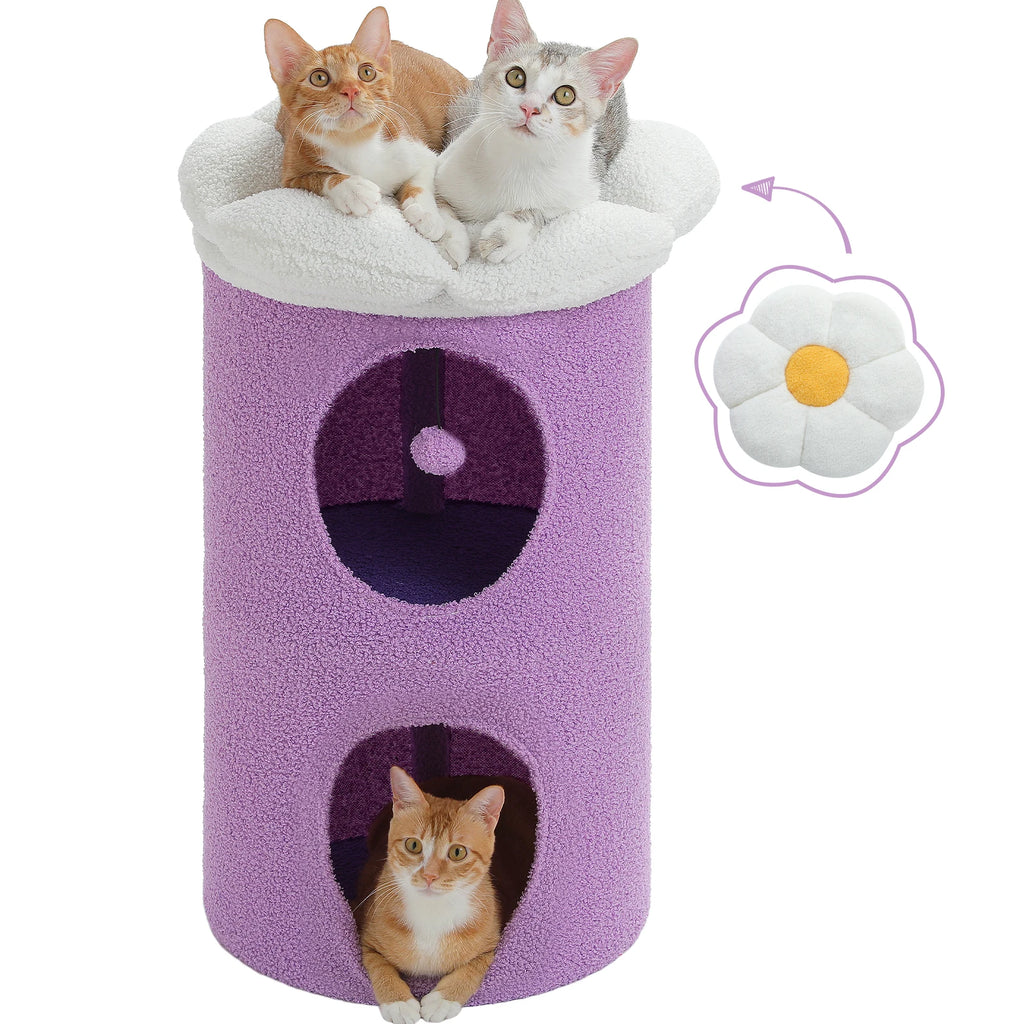 2-Storey Indoor Cat Condo – Cozy Flower Bed Hideaway