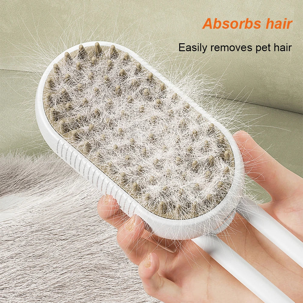 Cat Steam Brush – 3-in-1 Electric Spray Grooming Comb for Cats & Dogs