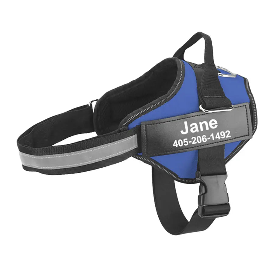 No-Pull Reflective Dog Harness – Adjustable Vest with Custom ID Patch