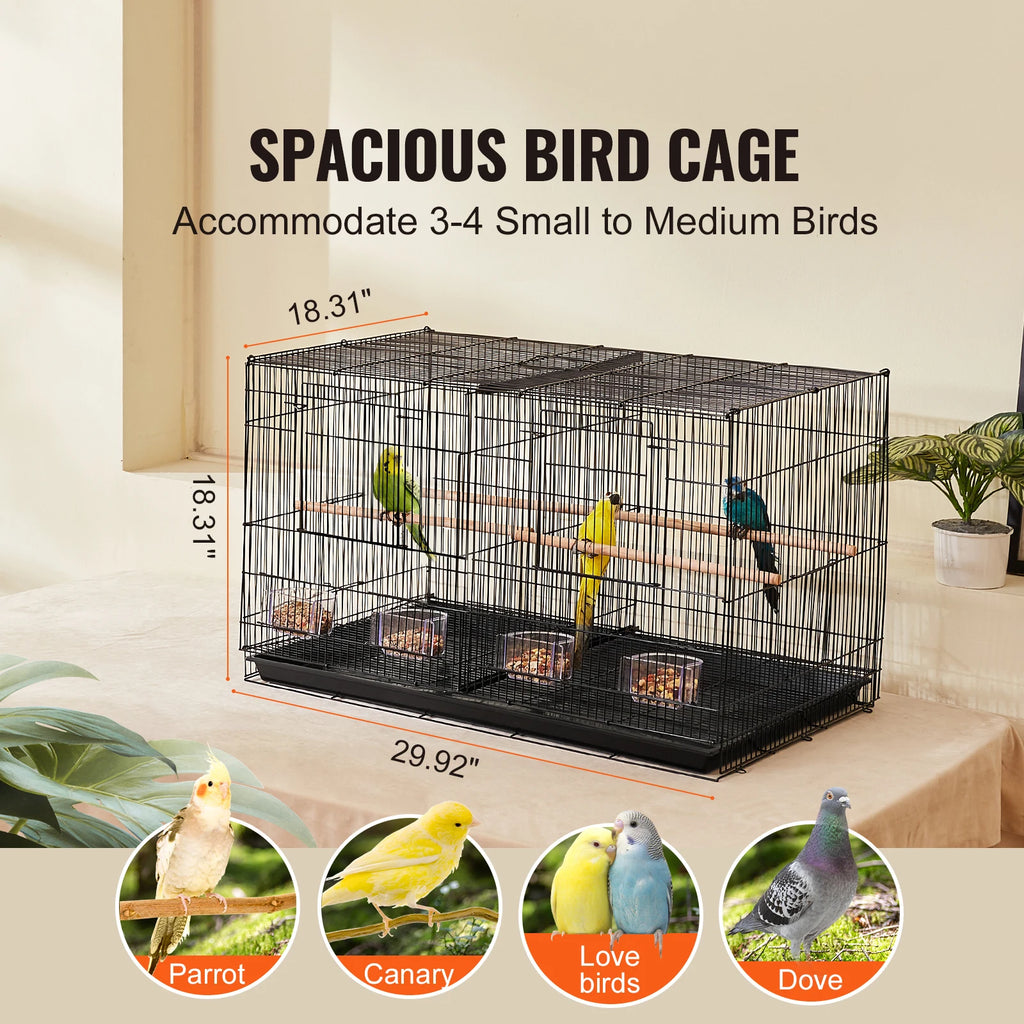 SucceBuy 30-In Flight Bird Cage – Stackable Divided Cage for Small Birds & Travel