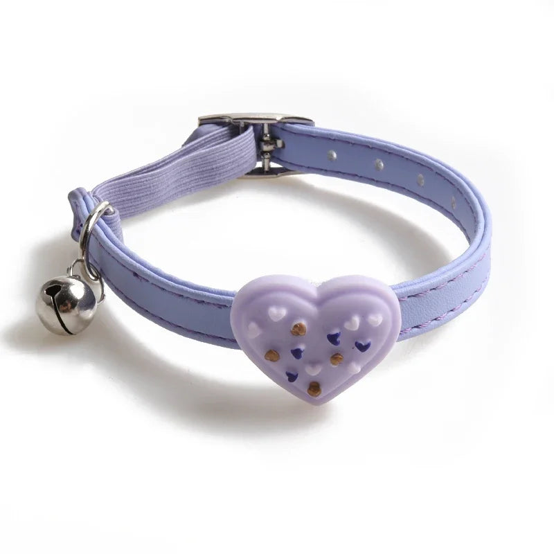 Cute Elastic Safety Cat Collar with Bell – Kawaii Heart & Donut Charms