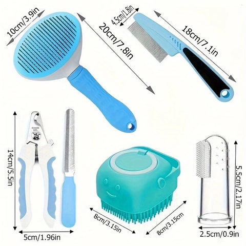 7-Pack Pet Grooming Set – All-in-One Hair & Hygiene Kit for Dogs