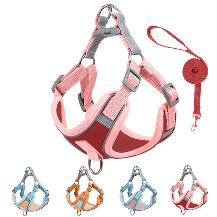 Adjustable Reflective Dog & Cat Harness with Leash – Comfortable, Breathable, and Safe for Small Pets
