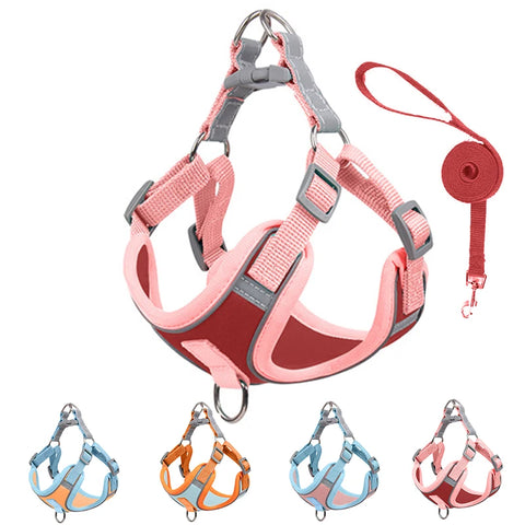 Adjustable Reflective Dog & Cat Harness with Leash – Comfortable, Breathable, and Safe for Small Pets