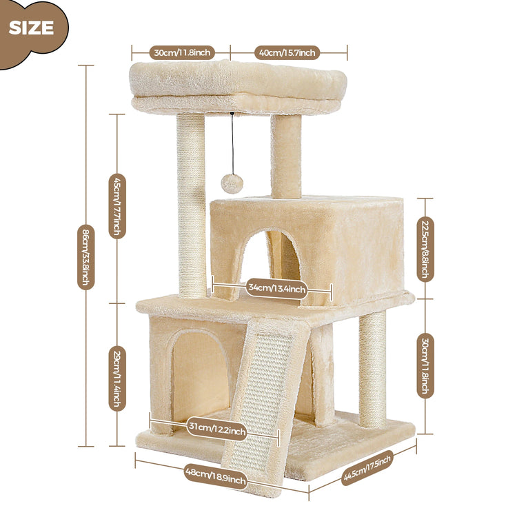 Large Multi-Level Cat Tree – Cozy Condos, Sisal Scratching Posts & Fun Toys for Indoor Cats