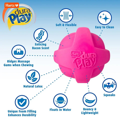 Medium Dog Toys Bacon Scented Squeaky Latex 3 Pack Dura Play Fetch Floatable Indoor Outdoor Durable Chew Toy