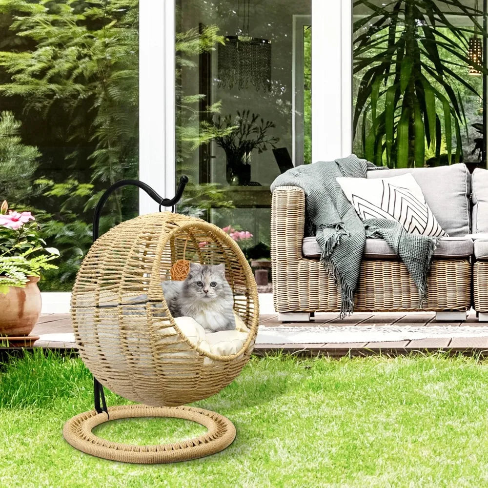 Wicker Cat Swing Bed – Handmade Comfort & Fun for Your Feline Friend