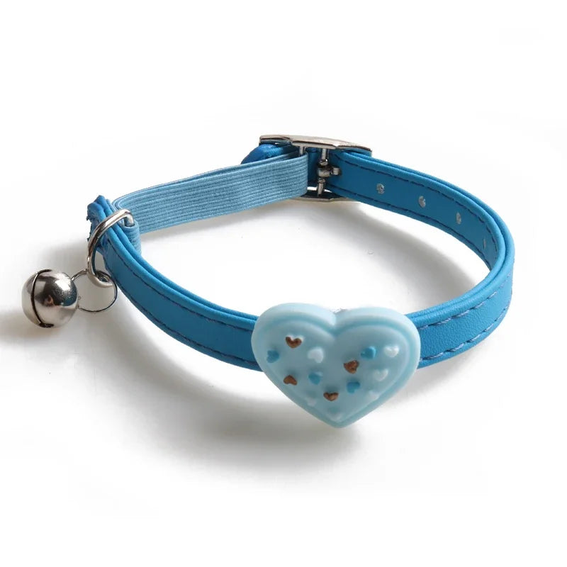 Cute Elastic Safety Cat Collar with Bell – Kawaii Heart & Donut Charms