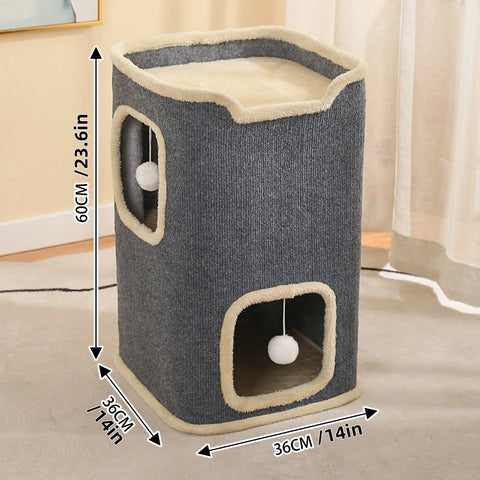 2-Layer Cat House – Cozy Cave & Play Space for Indoor Cats