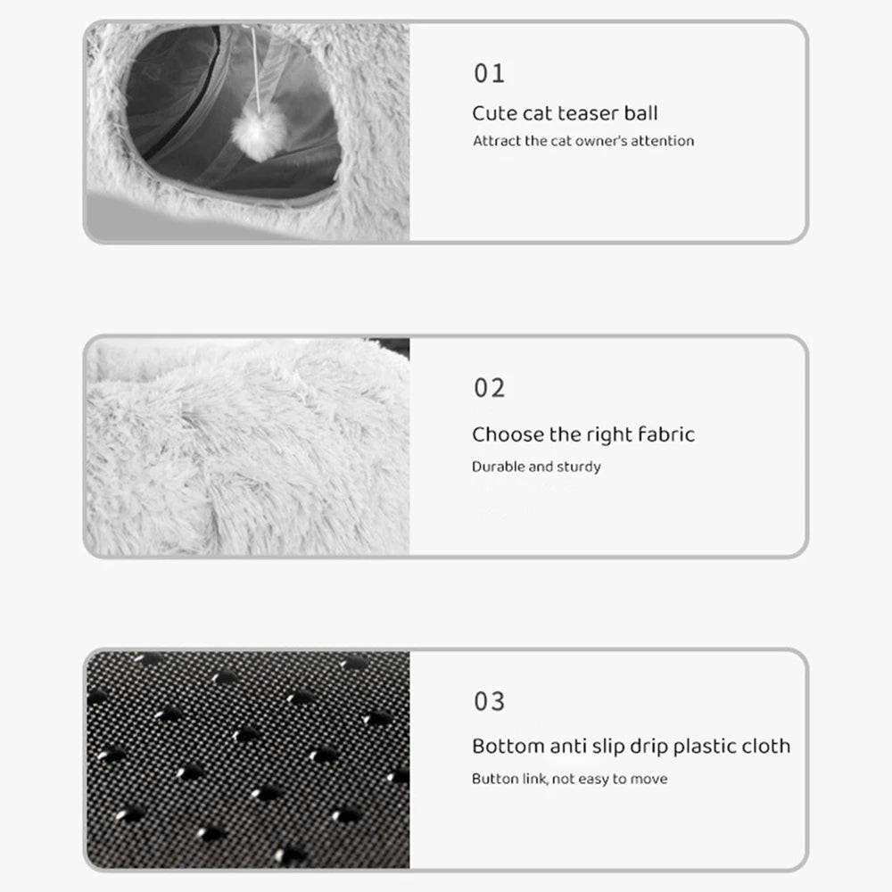 Cat Tunnel Bed with Mat – Plush Playground for Endless Fun