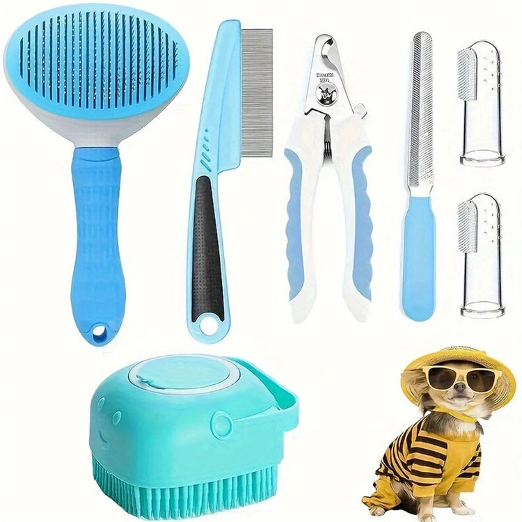 7-Pack Pet Grooming Set – All-in-One Hair & Hygiene Kit for Dogs