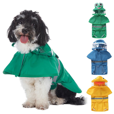 Fashionable Reflective Pet Dog Raincoat – Waterproof Hooded Jacket for Large Dogs