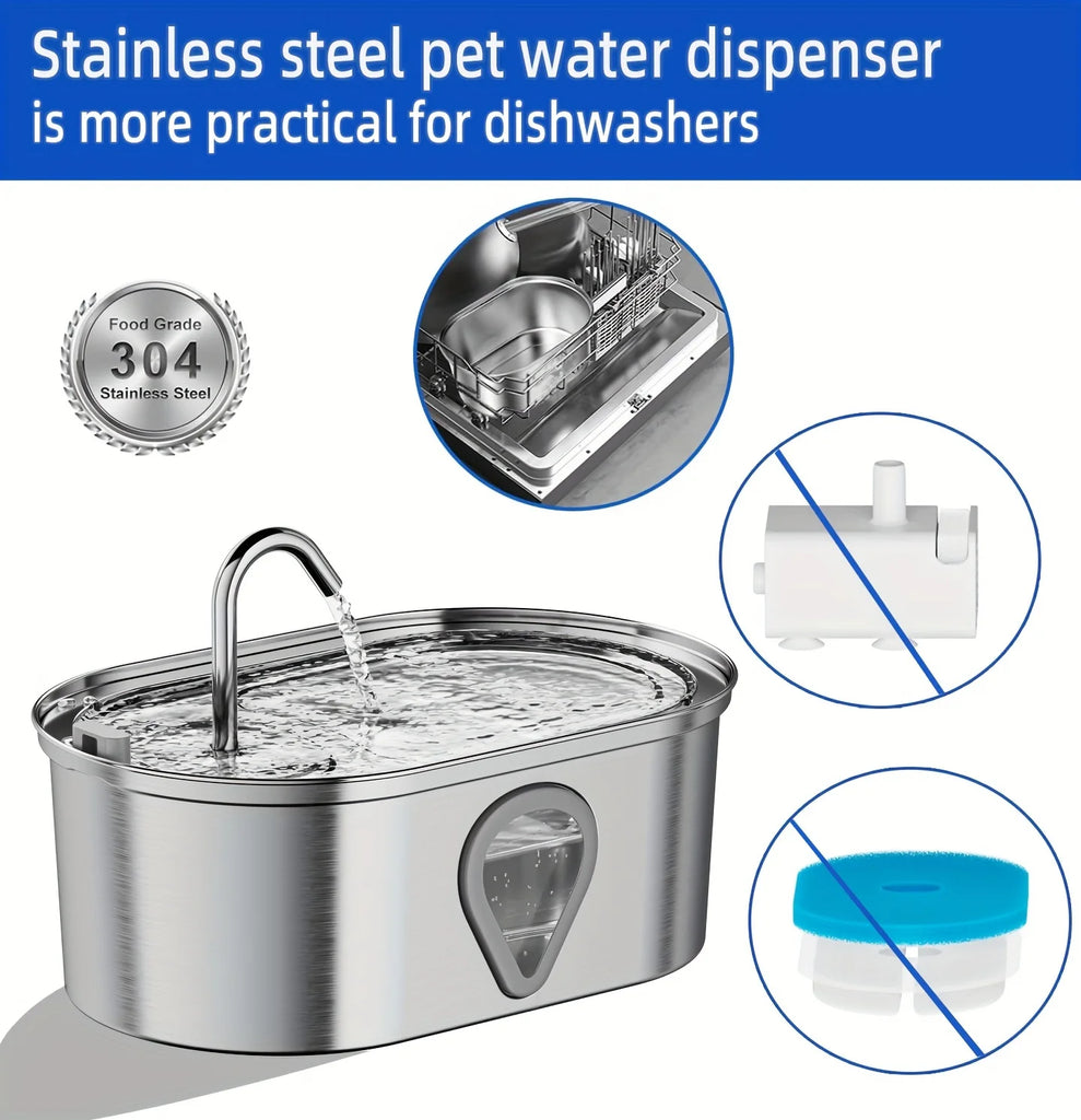 3.5L Automatic Stainless Steel Pet Water Fountain – Fresh, Flowing Water for Cats & Dogs