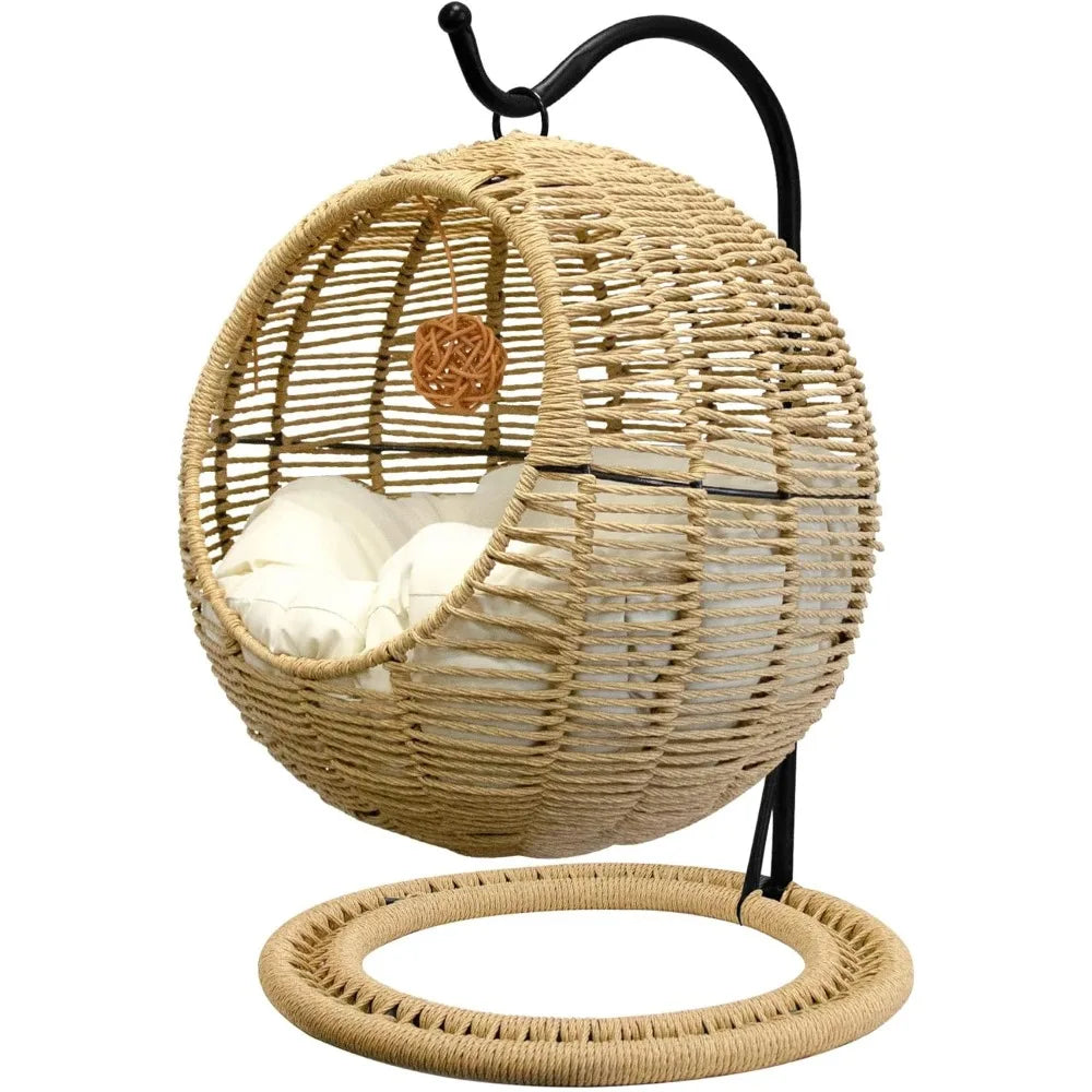 Wicker Cat Swing Bed – Handmade Comfort & Fun for Your Feline Friend