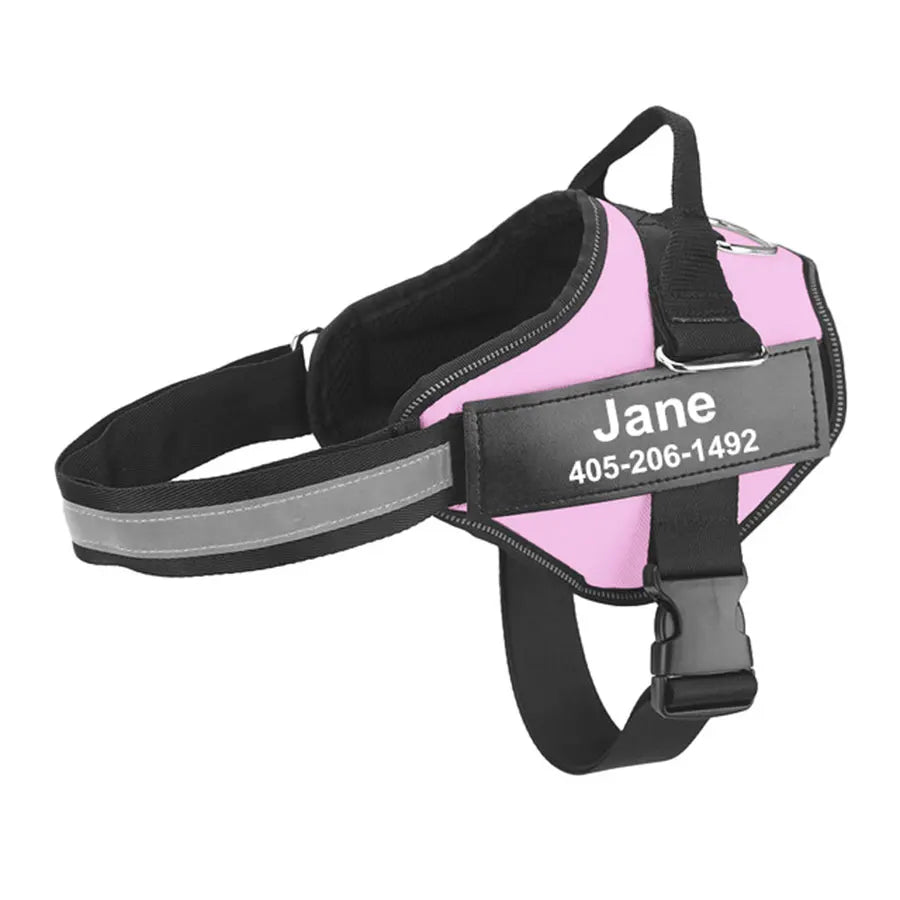 No-Pull Reflective Dog Harness – Adjustable Vest with Custom ID Patch