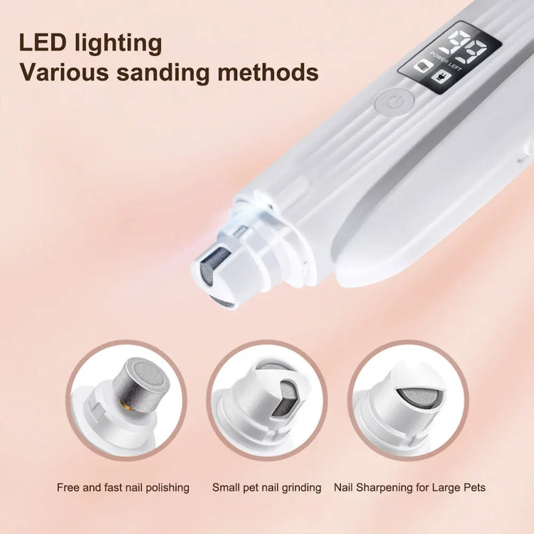 2-in-1 Electric Dog Nail Grinder & Clipper – Safe Grooming with Built-In LED Light