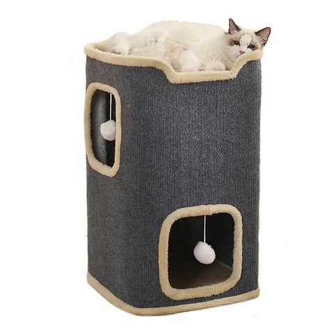 2-Layer Cat House – Cozy Cave & Play Space for Indoor Cats