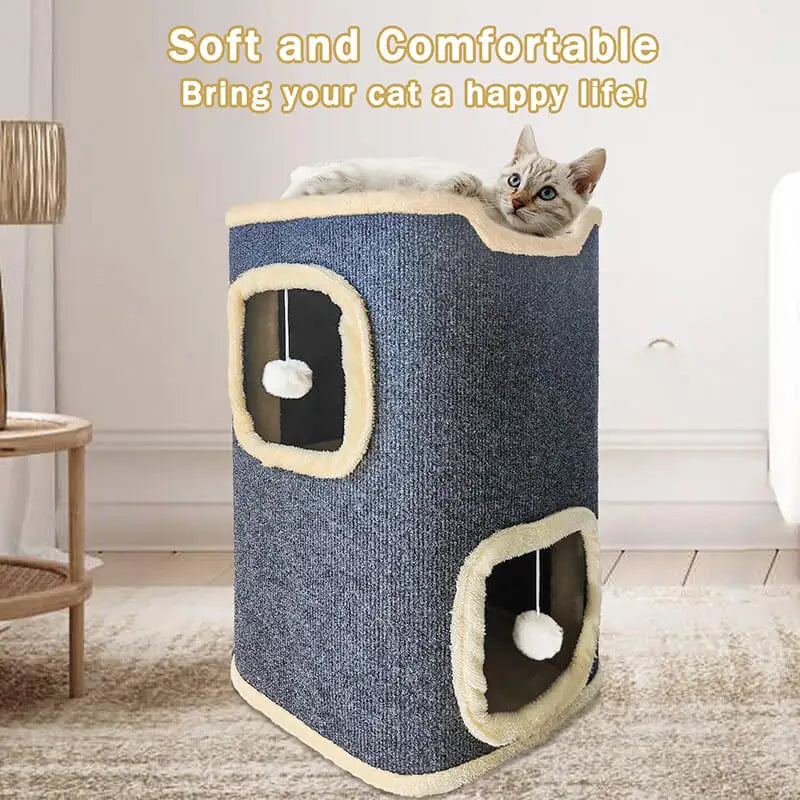 2-Layer Cat House – Cozy Cave & Play Space for Indoor Cats