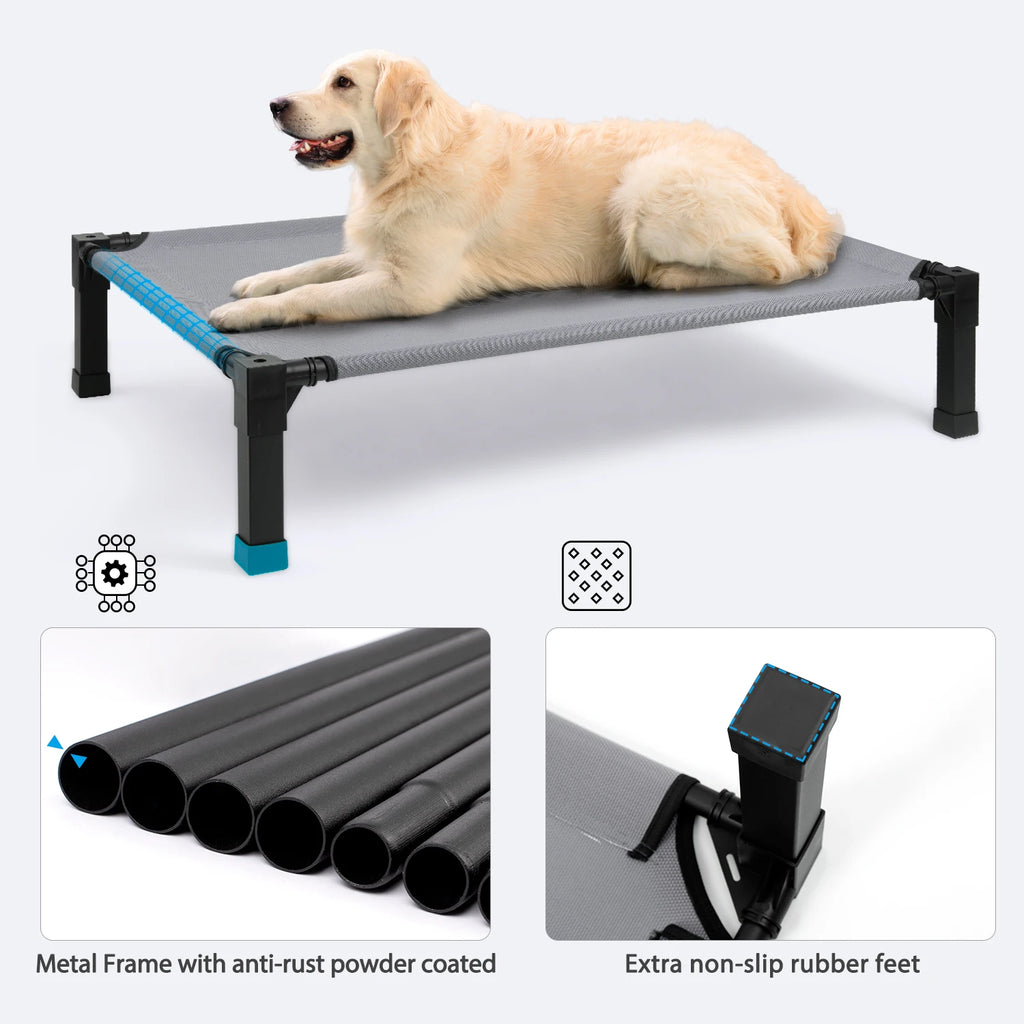 Elevated Dog Bed – Cooling Raised Pet Cot with Chew-Proof Mesh & Metal Frame