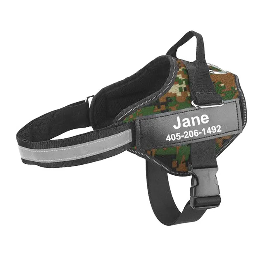 No-Pull Reflective Dog Harness – Adjustable Vest with Custom ID Patch